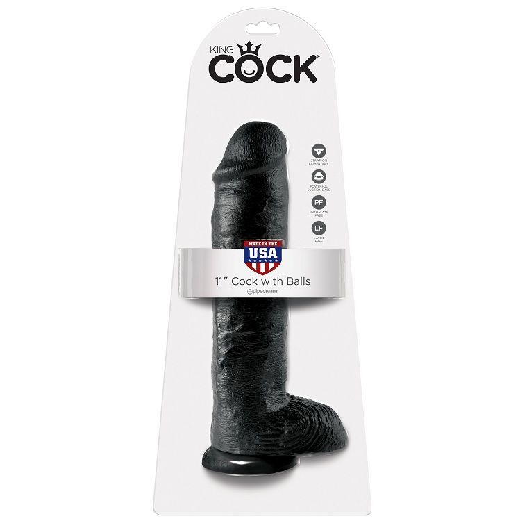KING COCK - GODE NOIR AVEC BOULES 28 CM - Image 6